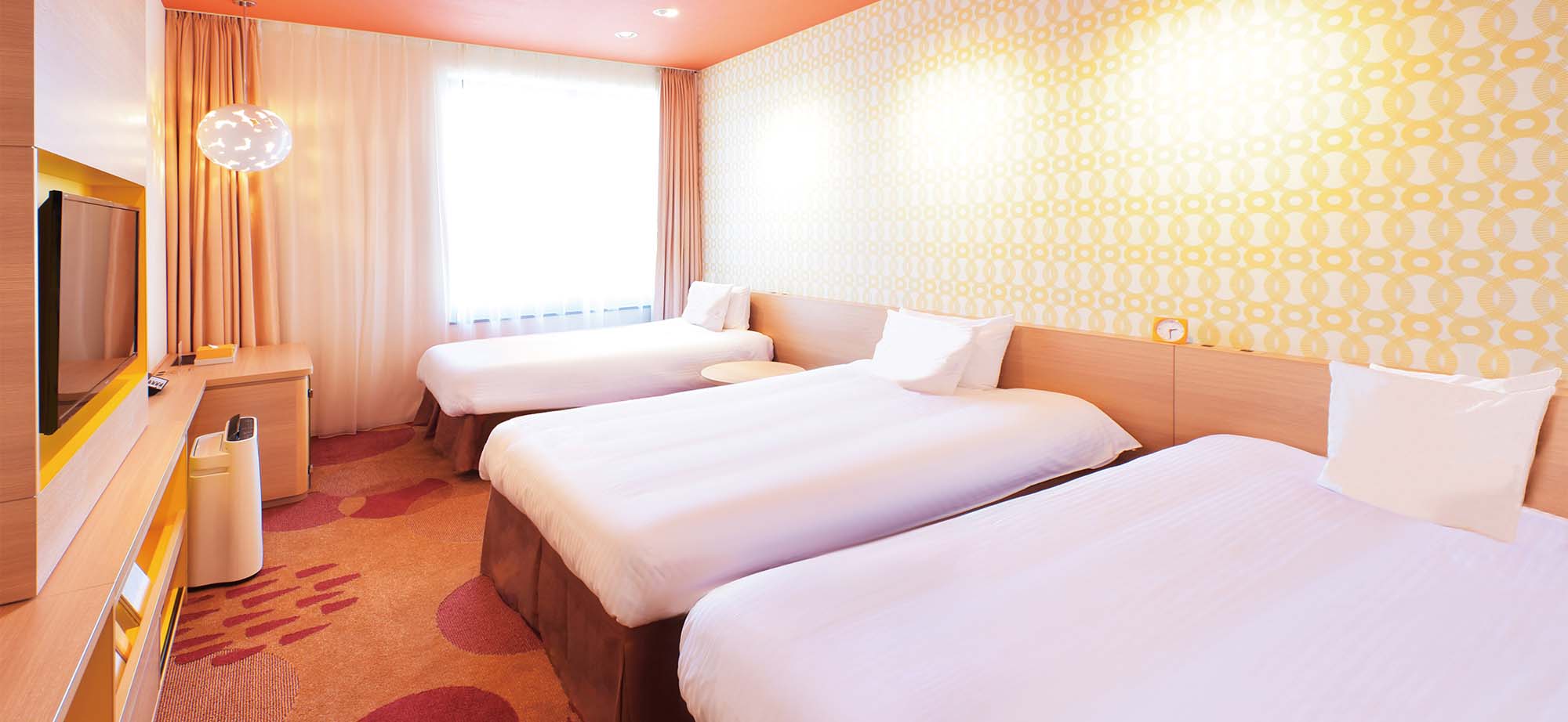 ヴィータ スタンダードツイン（28㎡／1〜3名様） 3名利用時イメージ<br>
※お部屋のデザインは一例です。詳細はヴィータ スタンダードツインのページをご覧ください。